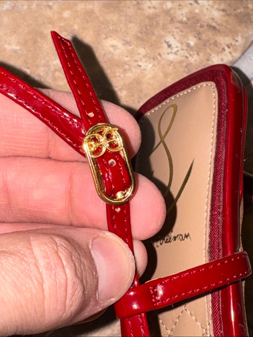 Sale 💃🏼 Sam Edelman Toni Slingback Kitten Heels Shoes Women’s Size 9.5 Red Color - Picture 10 of 17